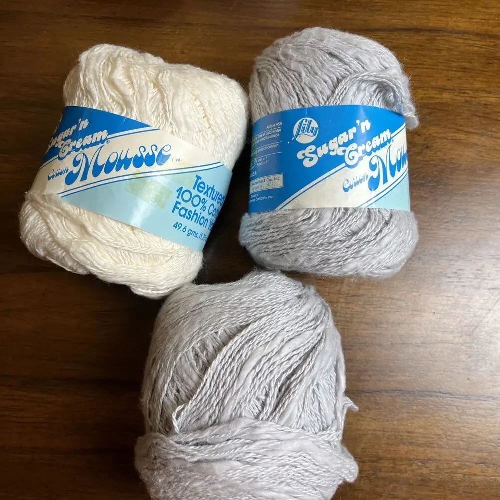 Lily Sugar n' Cream Cotton Yarn Lot Of 7 Skeins Various Colors Original & Mousse